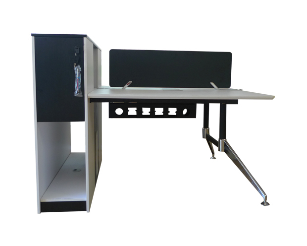 (Sale) Ofix 231-OF (120x120) 2 Seaters Desk (Black+White) (Scratches/Stains)