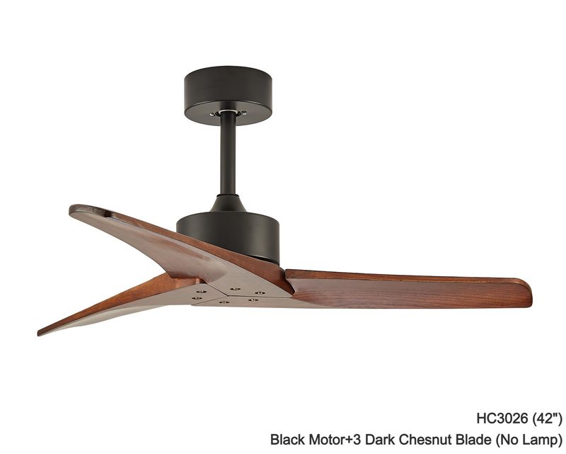 MYKE Ceiling Fan (52&quot;) (Black) (No Lamp) (2 yrs Warranty), Color: HC3026 (42&quot;) Black Motor+3 Dark Chesnut Blade (No Lamp), Add-Ons: None