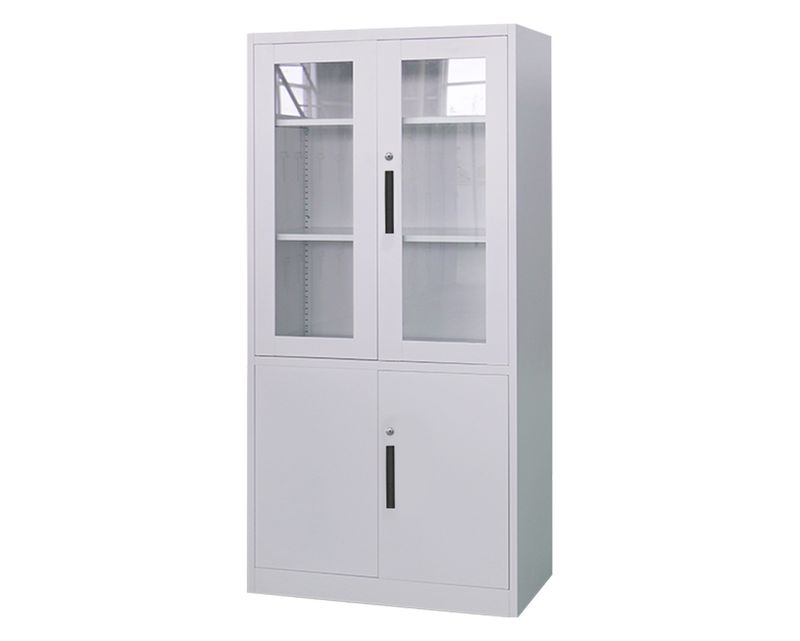 Ofix 5-Layer Glass &amp; Metal Swing Door Steel Cabinet (Dark Grey+White, Grey+White, White)