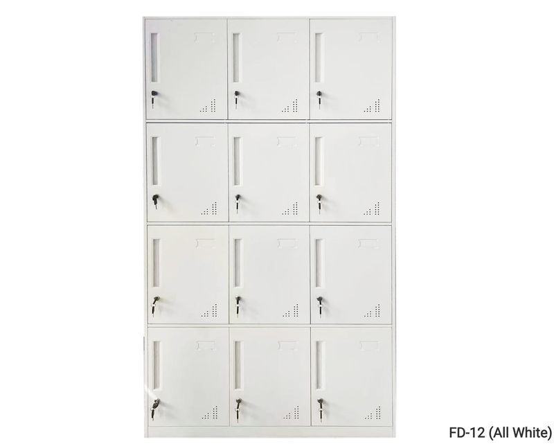 Ofix 12-Door Steel Locker Cabinet (White, Grey+White), Model:: FD-12 (All White)