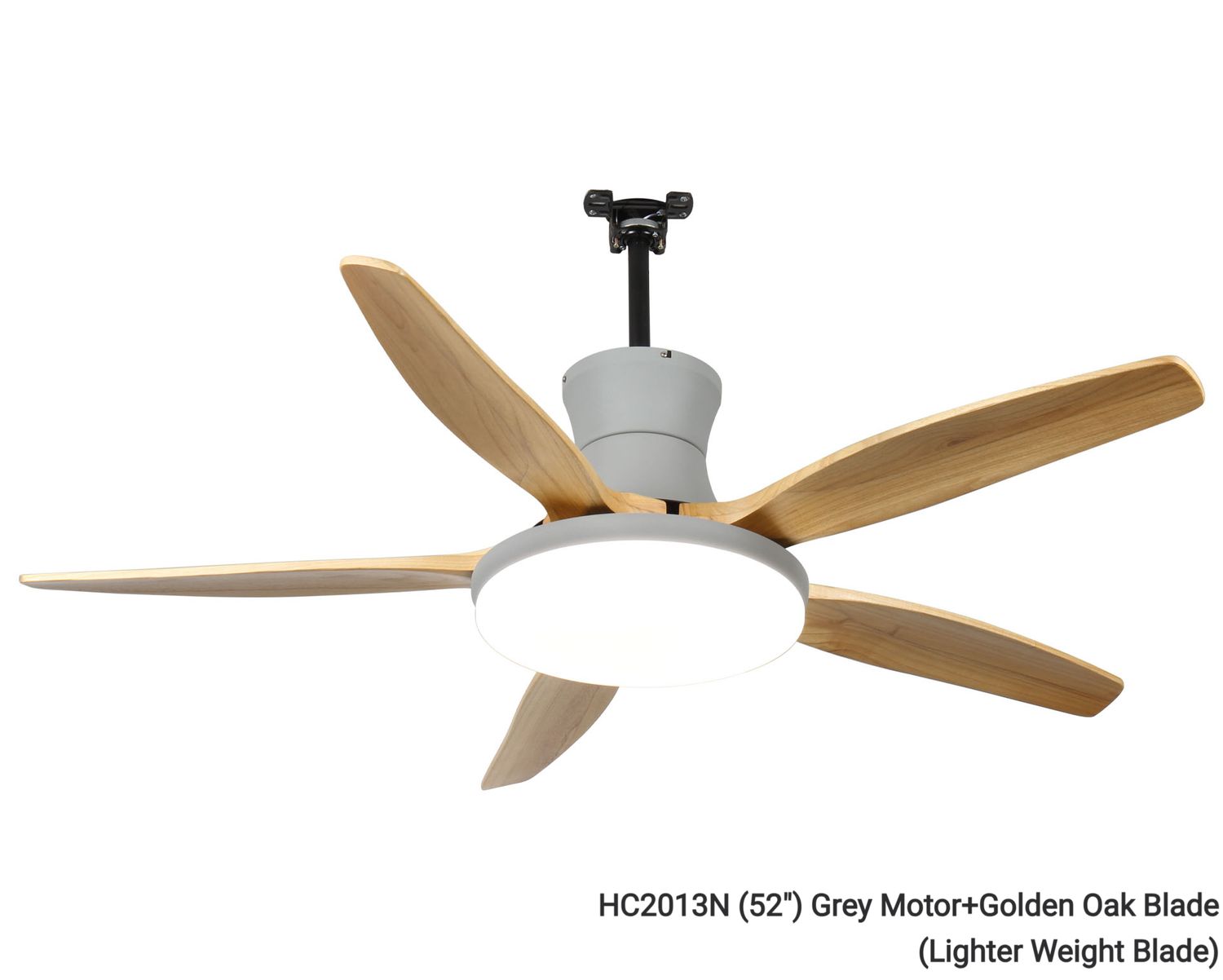 MYKE Ceiling Fan (52&quot;) (Grey) (2 yrs Warranty), Color: HC2013N (52&quot;) Grey Motor+Golden Oak Blade (Lighter Weight Blade)