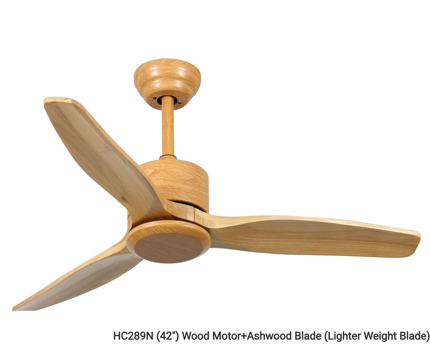 MYKE Ceiling Fan (42&quot;, 52&quot;) (All Black, Wood, Grey) (No Lamp) (2 yrs Warranty), Model/ Color: HC289N (42&quot;) Wood Motor+Ashwood Blade (Lighter Weight Blade)