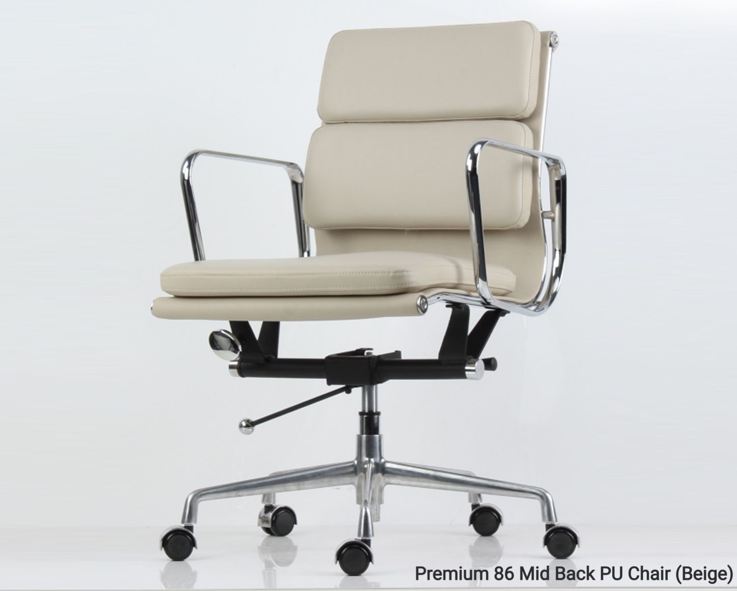 Ofix Premium 86 Mid Back PU Chair / Premium 86 High Back PU Chair (Black, Beige), Model:: Premium 86 Mid Back PU Chair (Beige