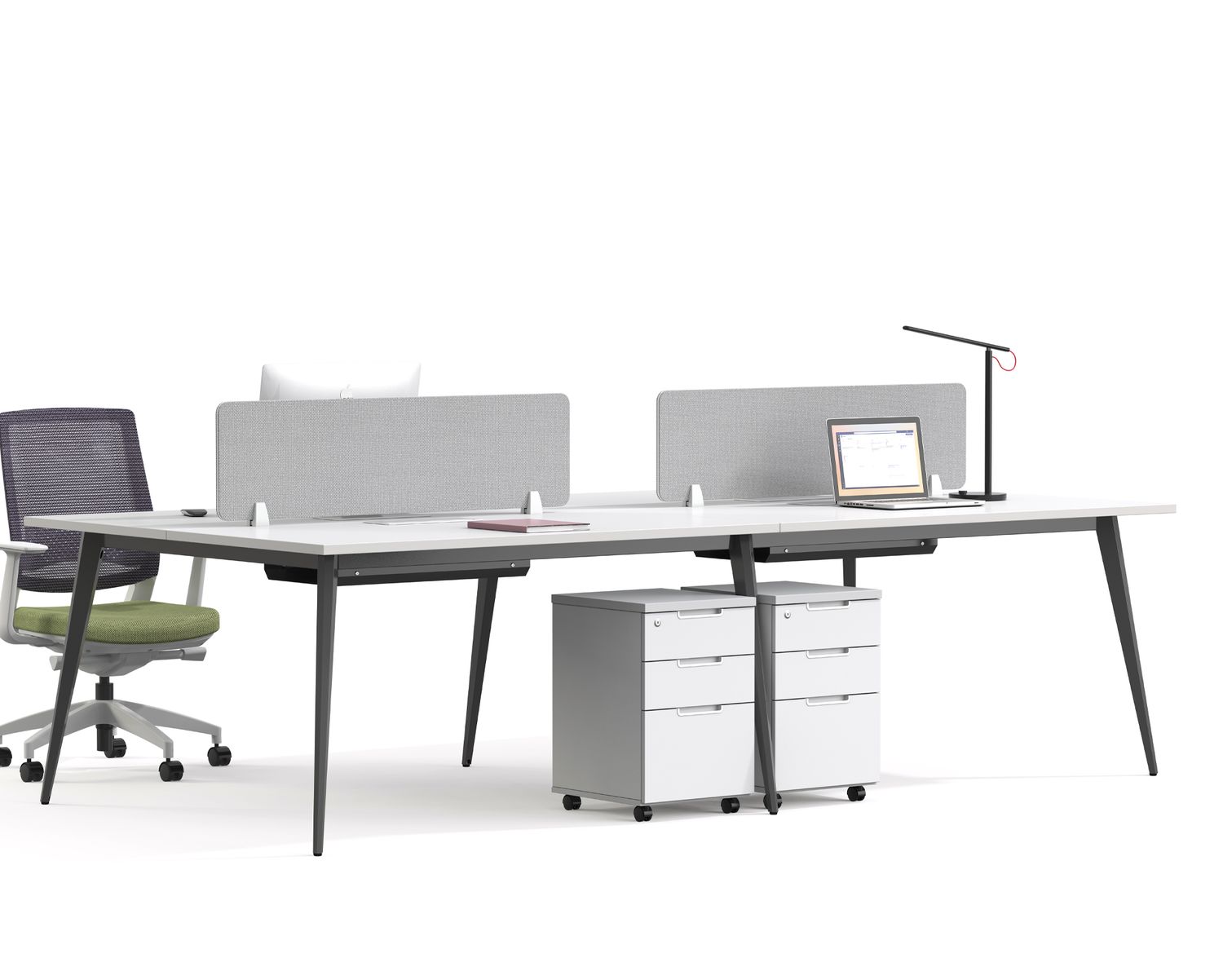 Ofix 400-WS 4 Seaters Workstation Partition (White, Walnut)