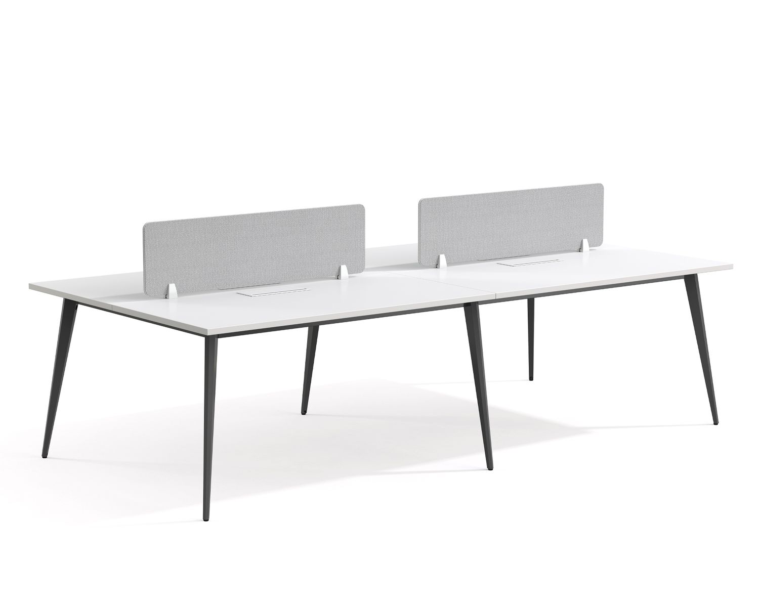Ofix 400-WS 4 Seaters Workstation Partition (Walnut, White), Model: (400-WS-W) 400-Work Station (120*240)  (Chair is Not Included) (White Top+Light Grey Panel), Cable Management Add-Ons: None