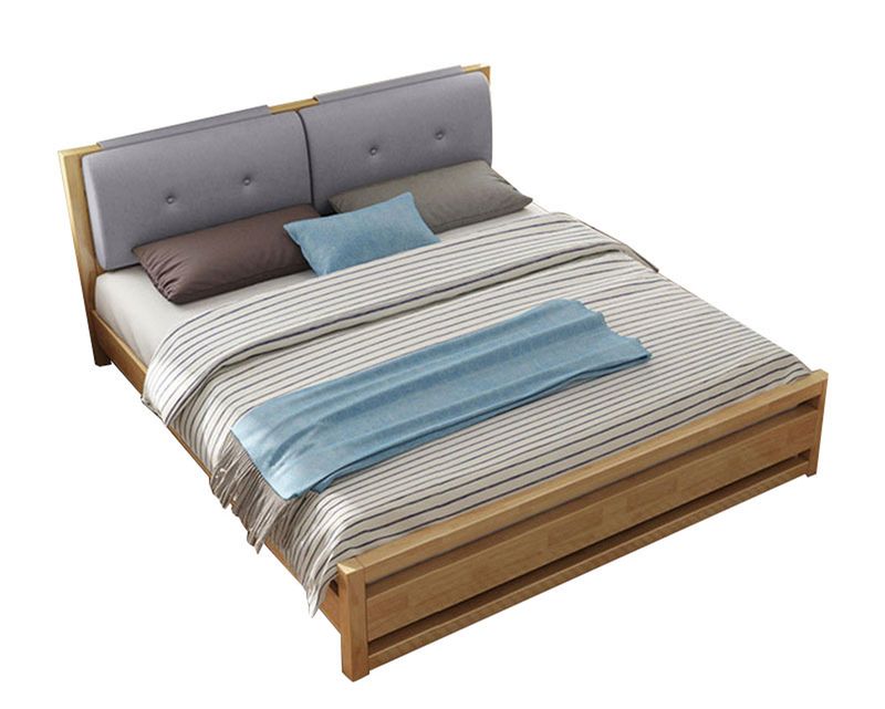 Flotti Veria Solid Thailand Rubberwood Bed Frame (Double, King) (Side Drawers Are Not Included)