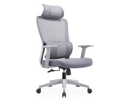 Ofix Deluxe M-03 with Adjustable Headrest/Lumbar Support 1D Armrest High Back Mesh Chair (Black, Grey)