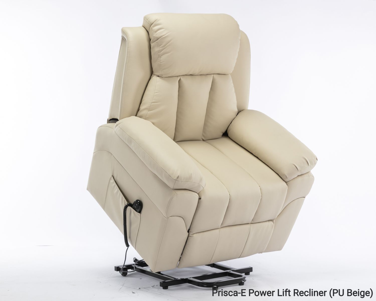 Flotti Prisca Lift-Recliner Electric Sofa (PU Beige, PU Black), Model/ Color: Prisca-E Power Lift Recliner (PU Beige)