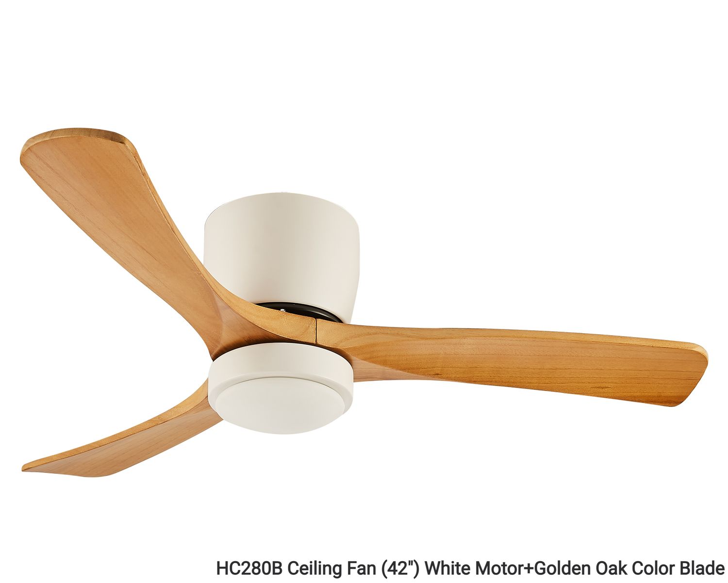 MYKE Ceiling Fan (42&quot;, 56&quot;) (White, Black) (2 yrs Warranty), Color: HC280B Ceiling Fan (42&quot;) White Motor+Golden Oak Color Blade