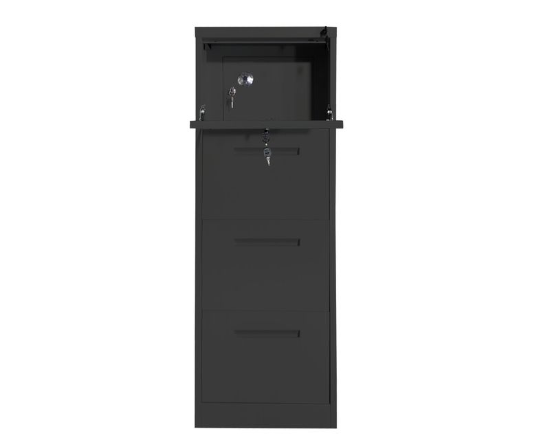 Ofix Vertical 4-Drawer with Safe Vault &amp; Keys Manual-combination keylock Steel Filing Cabinet (Black)