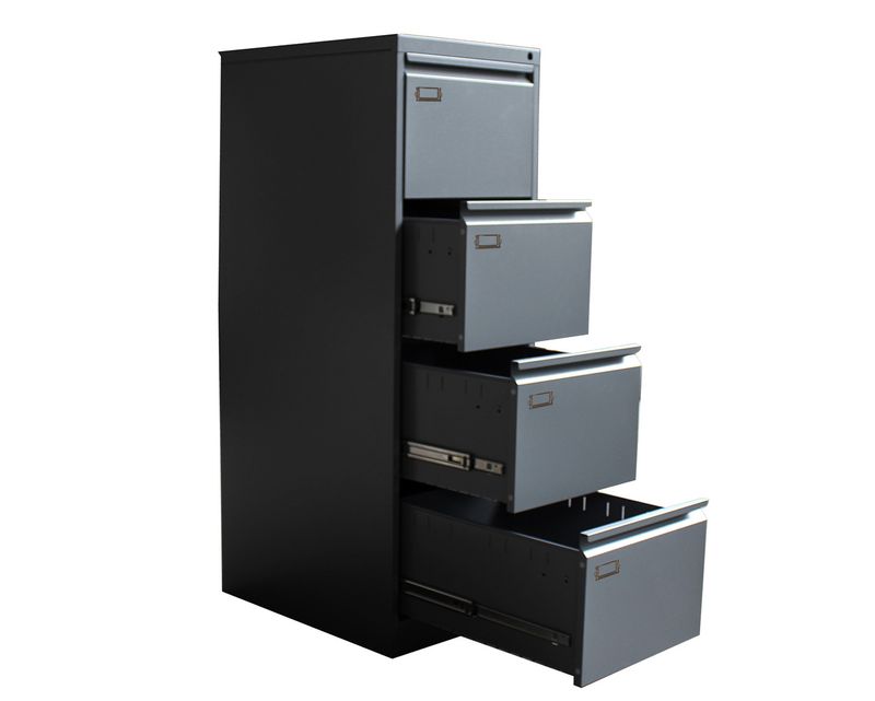 Ofix Vertical 4-Drawer Steel Filing Cabinet (Dark Grey, White) Ofix Vertical 4-Drawer Steel Filing Cabinet (Dark Grey, White)