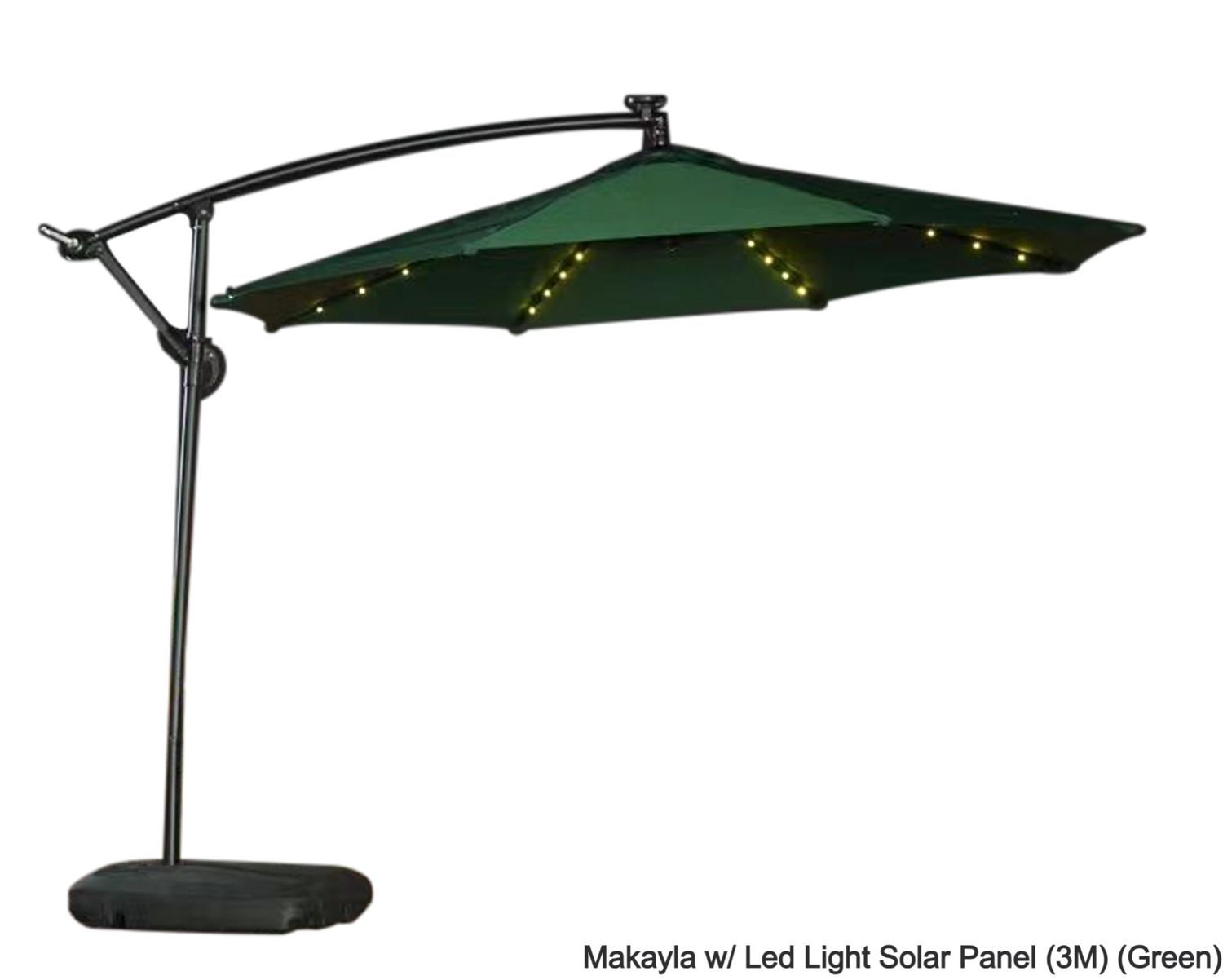 Ofix Makayla With Led Light Solar Panel &amp; Cross Base Patio Umbrella (3M) (Green), Color:: Makayla w/ Led Light Solar Panel (3M) (Green)