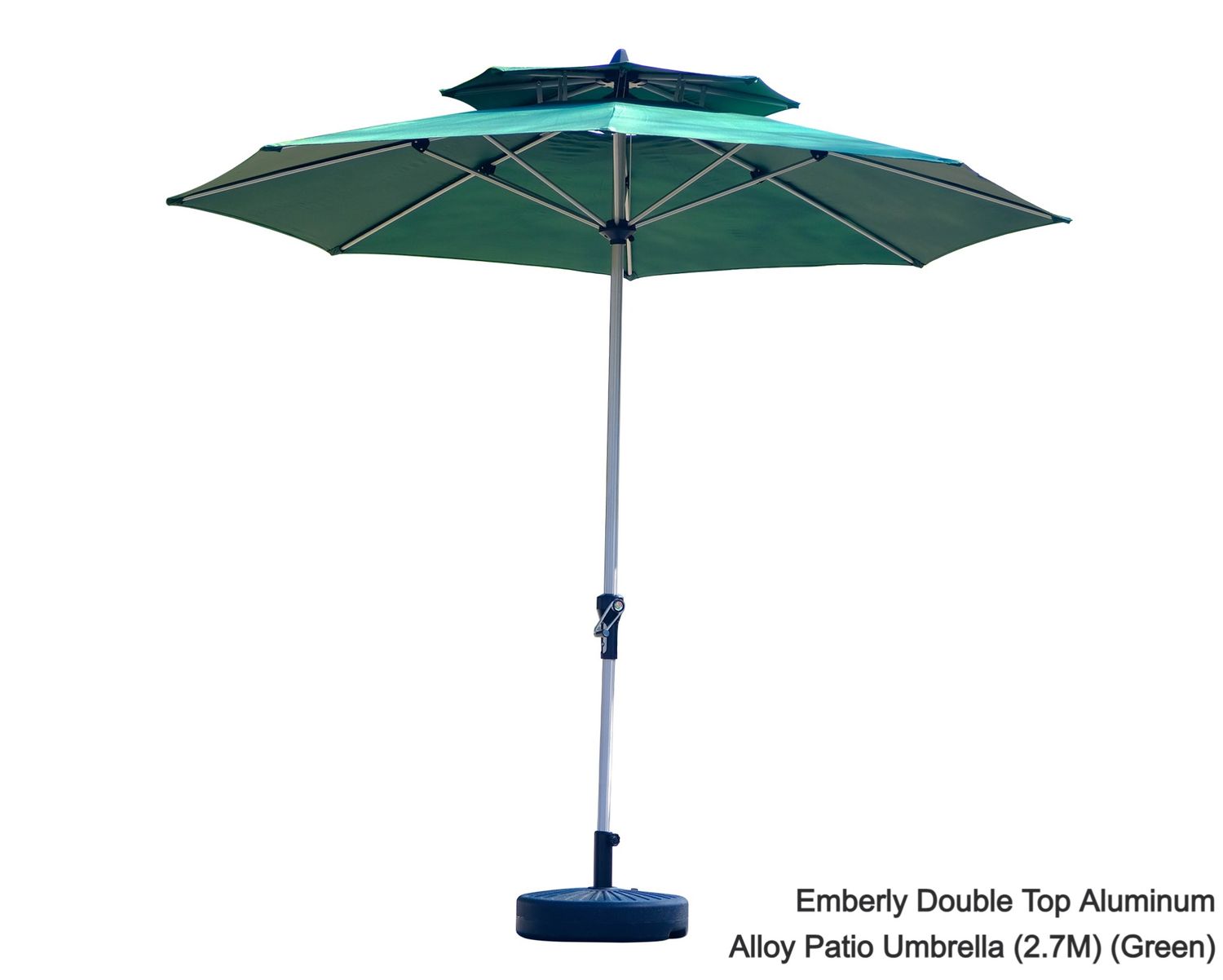 Ofix Emberly Double Top Aluminum Alloy Waterproof Coating with Marble Stone Base Patio Umbrella (2.7M) (Green, Khaki), Color:: Emberly Double Top Aluminum Alloy Patio Umbrella (2.7M)  (Green)