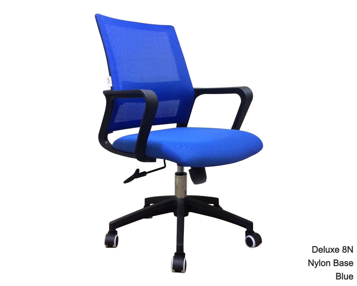 Ofix Deluxe-8N Mid Back Mesh Chair (Blue, Grey, Black), Colors:: Deluxe-8N Nylon Base (Blue)