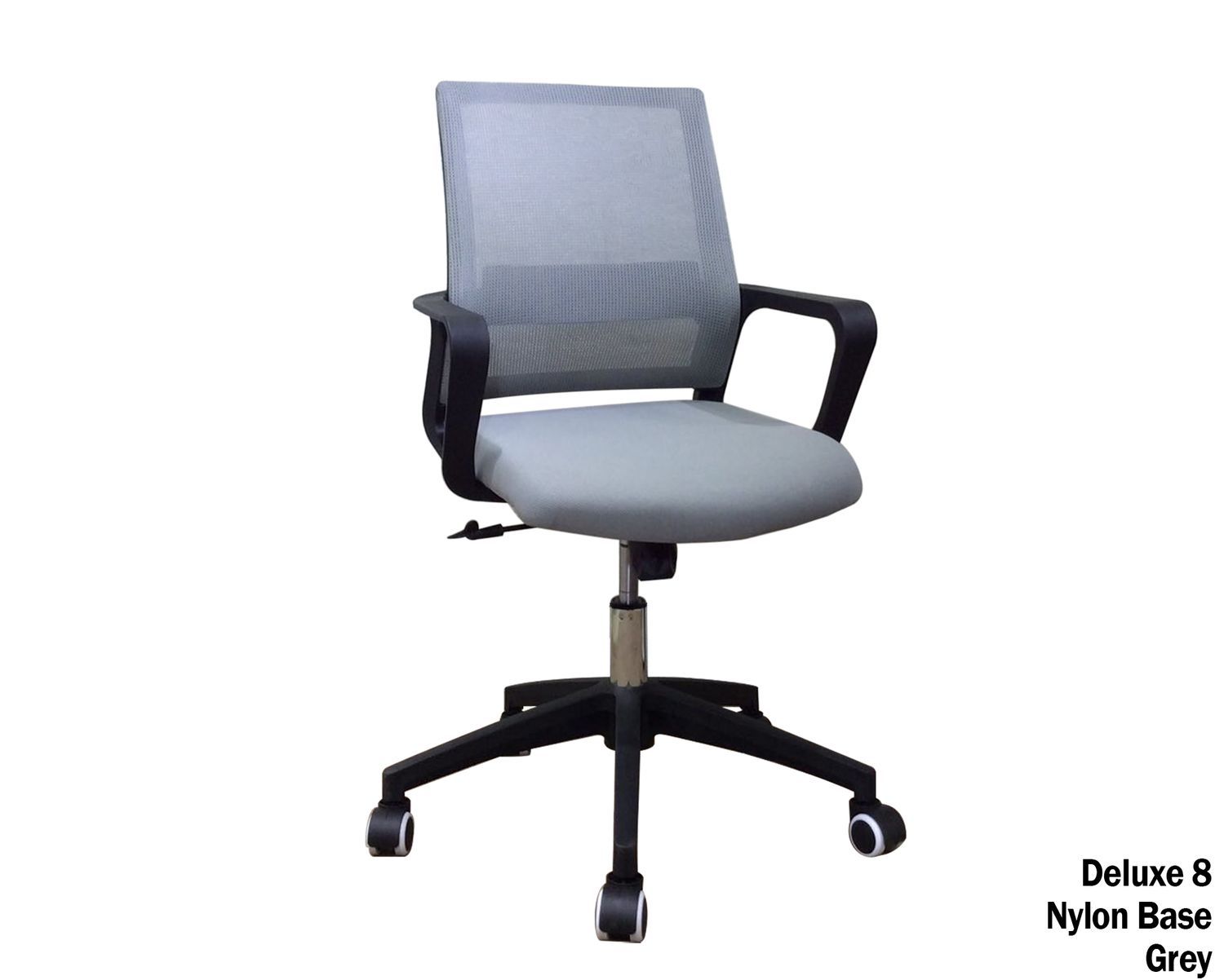 Ofix Deluxe-8N Mid Back Mesh Chair (Grey, Blue), Colors:: Deluxe-8N Nylon Base (Grey)