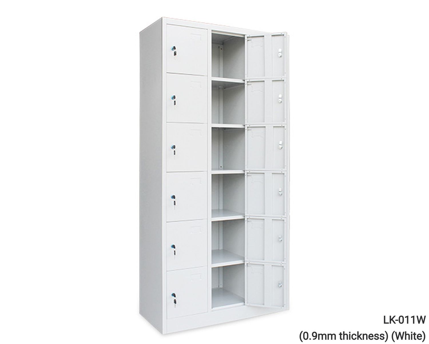 Ofix 18-Door Steel Locker Cabinet (White, Dark Grey), Model:: LK-011W (0.9mm thickness - White)