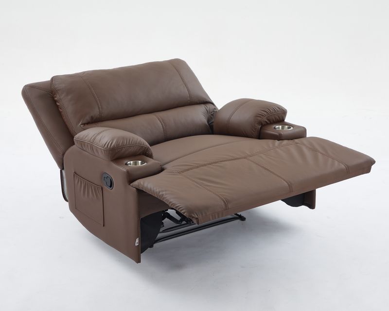 Flotti Fiora Oversized Wide Seat (Manual Recliner)  with Cup Holder (Brown, Beige)