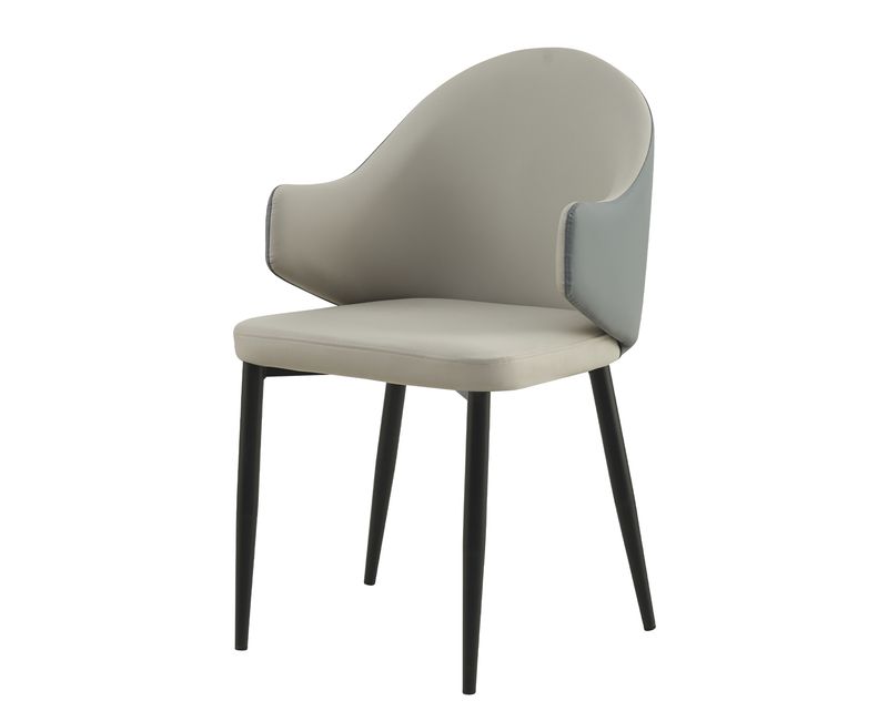 Ofix Shoda PU Seat Metal Leg Dining Chair (Beige+Grey)