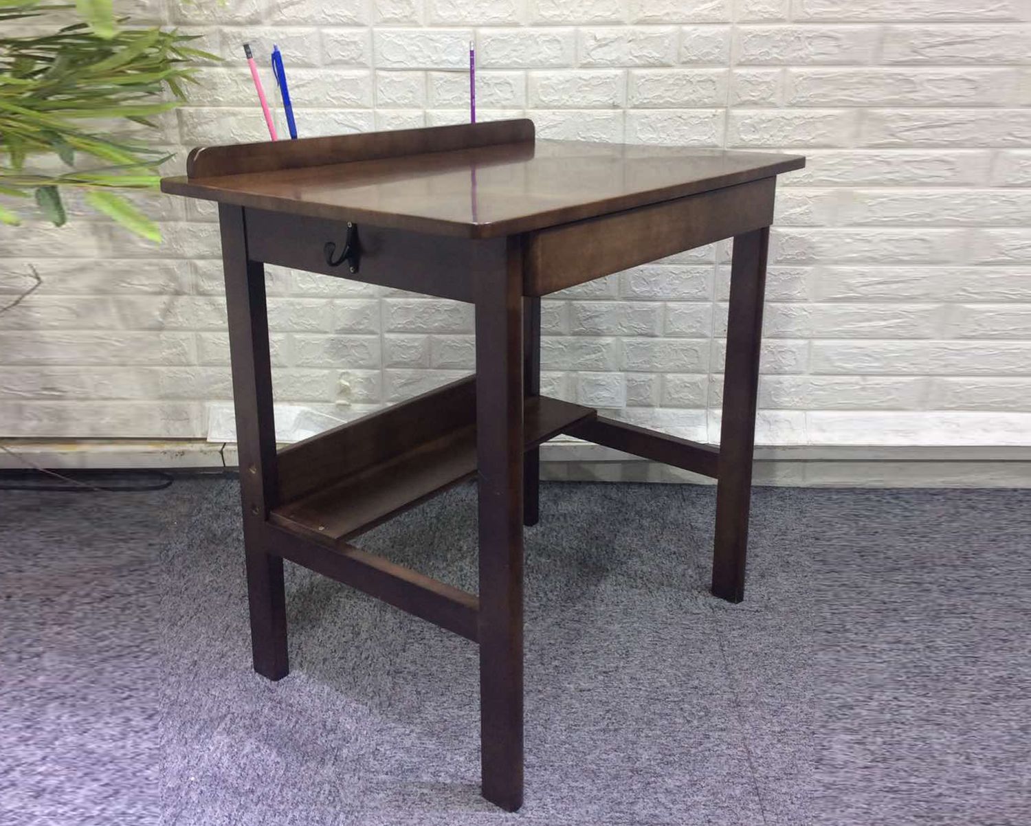 Ofix Jameca Solid Thailand Rubberwood Study Table (Teakwood) (Chair is not Included), Option: Jameca Solid Thailand Rubberwood Study Table (Teakwood)