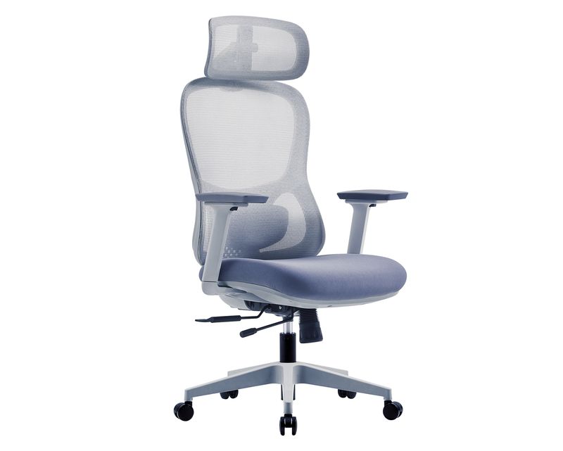 Ofix Premium SV18 High Back Mesh Chair, Adjustable Headrest, 3D Adjustable Armrest, w/ Seat Slide (Black, Grey)
