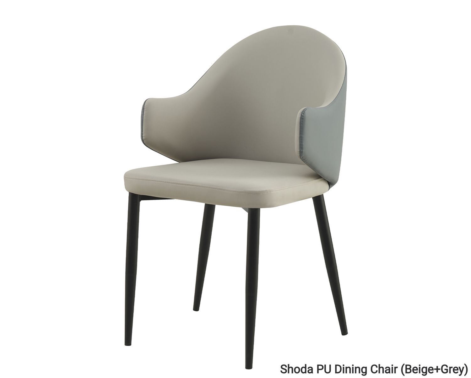 Ofix Shoda PU Seat Metal Leg Dining Chair (Beige+Grey), Model: Shoda PU Dining Chair (Beige+Grey)
