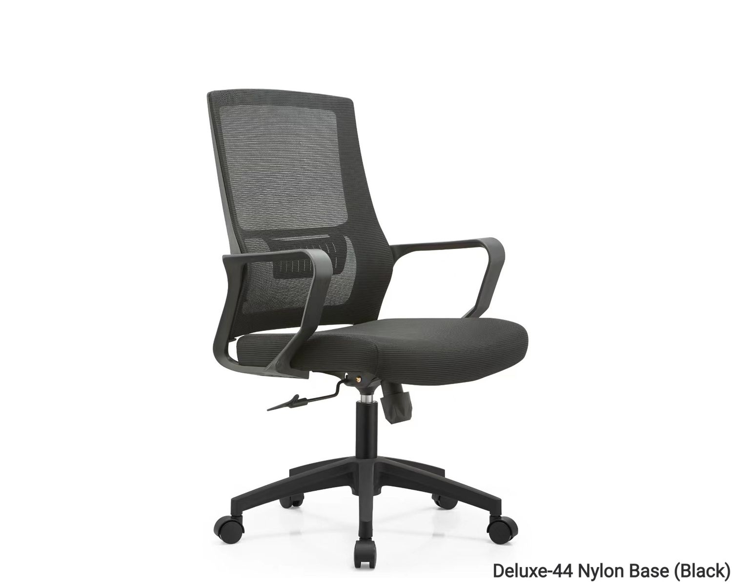 Ofix  Deluxe 44 Nylon Base Mid Back/ Deluxe-44H Nylon Base High Back Mesh Chair (Black, Grey), Color: Deluxe-44 Nylon Base (Black) (Best Seller-Limited Stock)