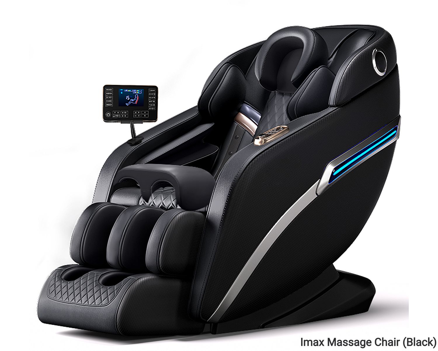 Flotti Imax Fixed Massage Chair w/ Knee Heating or Leg Calf Airbag, LCD Touch Screen, Full Body Massage, Zero Gravity Function, w/ AI Voice Control and Central Control Knob System, w/ U Pillow Massage, COLOR: Imax Massage Chair (Black)
