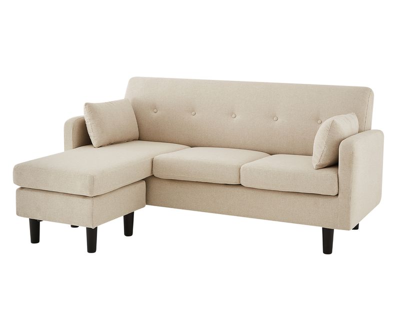 Flotti Amanda Sofa with Ottoman Convertible/Reversible L-Shape Sofa, with 2 Pillows (Grey, Beige)