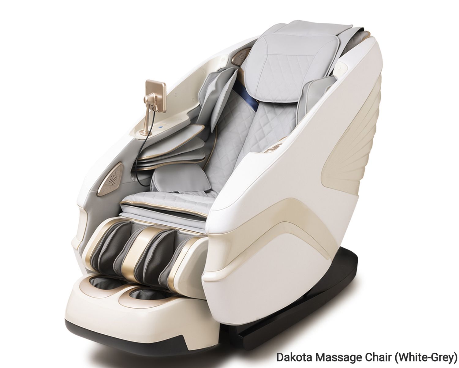 Flotti Dakota Kinetic/ Manipulator Massage Chair LCD Touch Screen w/ THAI Stretch Intelligent Body Shape Detection SL Track Neck to Leg Zero Gravity w/ Al Voice Control &amp; Central Control Knob System, COLOR: Dakota Massage Chair (White-Grey)  (SOLD OUT, PRE-ORDER FOR LATE JULY)