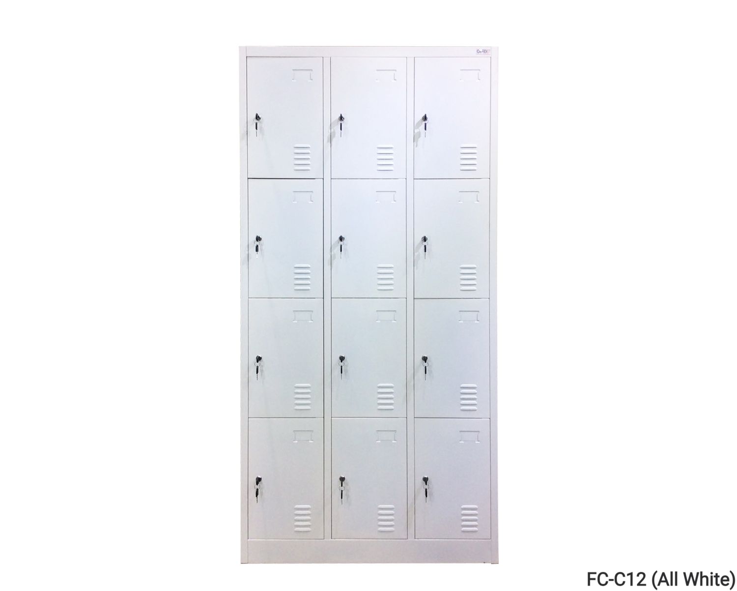Ofix 12-Door Steel Locker Cabinet (Dark Grey, White), Model: FC-C12 (0.6mm thickness - All White)