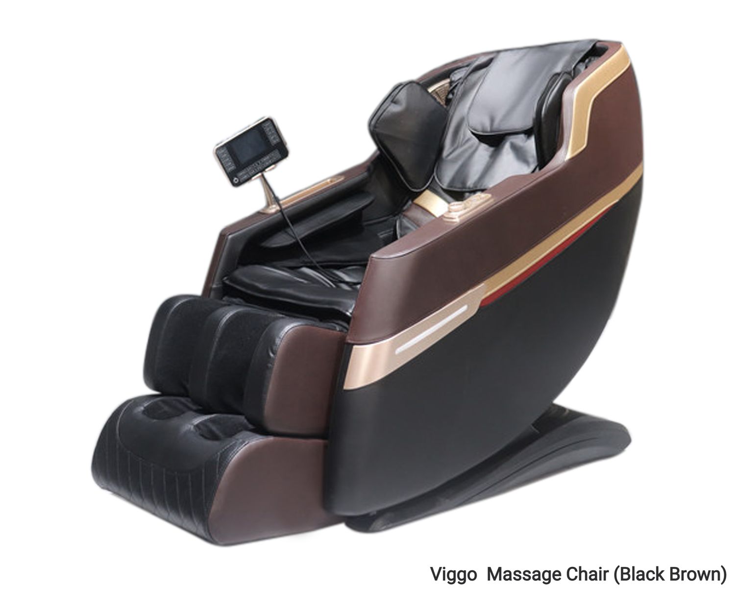 Flotti Viggo Kinetic/Manipulator Massage Chair LCD Touch Screen Full Body Massage Airbag, w/ Calf Heating, SL Track Neck to Leg, Zero Gravity Function, w/ Al Voice Control &amp; Central Control Knob, COLOR: Viggo  Massage Chair (Black Brown)