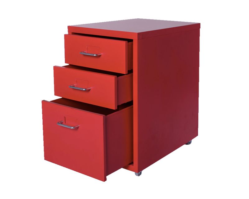 Ofix Metal 3-Drawer Steel Cabinet (Red)