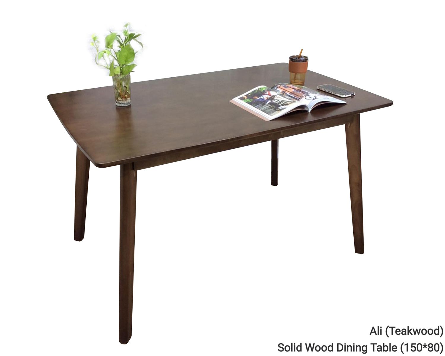 Ofix Ali Solid Thailand Rubberwood Dining Table (130*80, 150*80) (Teakwood, Natural Wood), Option: Ali Teakwood Solid Wood Dining Table (150*80)