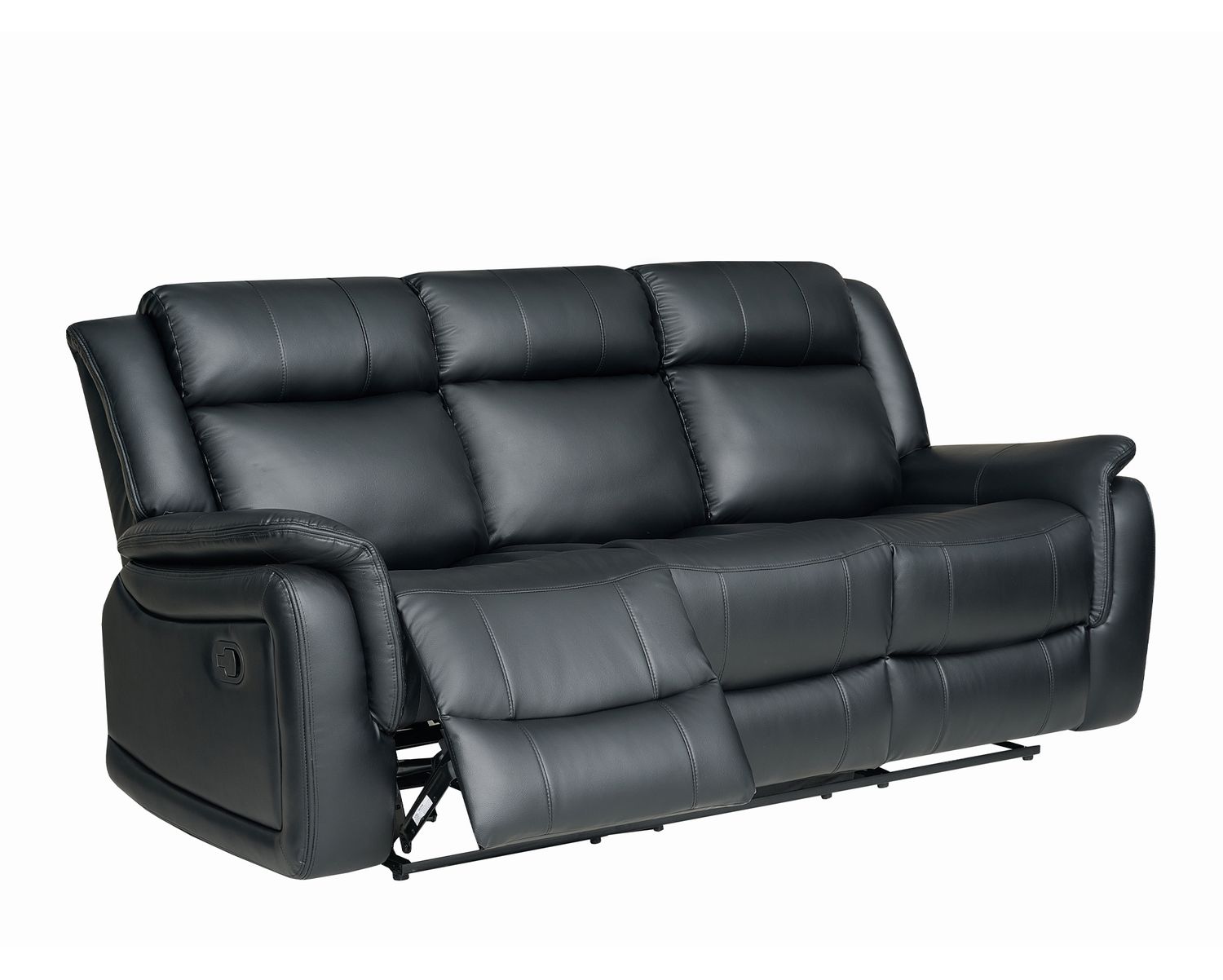 Flotti Giovanna 3-Seater PU Leather Gel (Manual Recliner) (Khaki, Black)