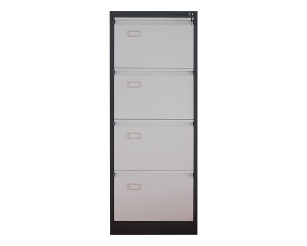 Ofix Vertical 4-Drawer Steel Filing Cabinet (Grey+White, All White)