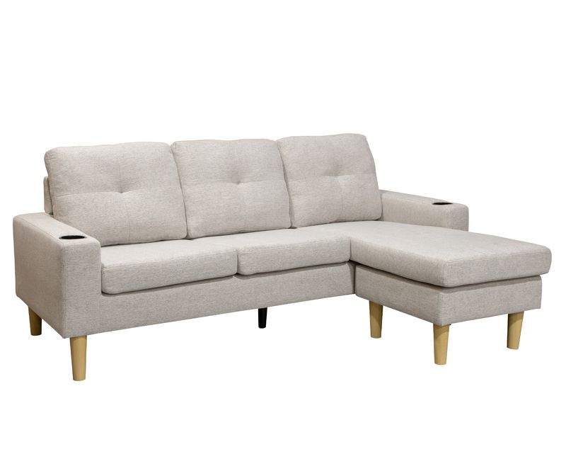 Flotti Fiorella Sofa with Ottoman Convertible/Reversible L-Shape Sofa, with 2 Cup Holders (Grey, Beige, Brown, Aegean Teal)