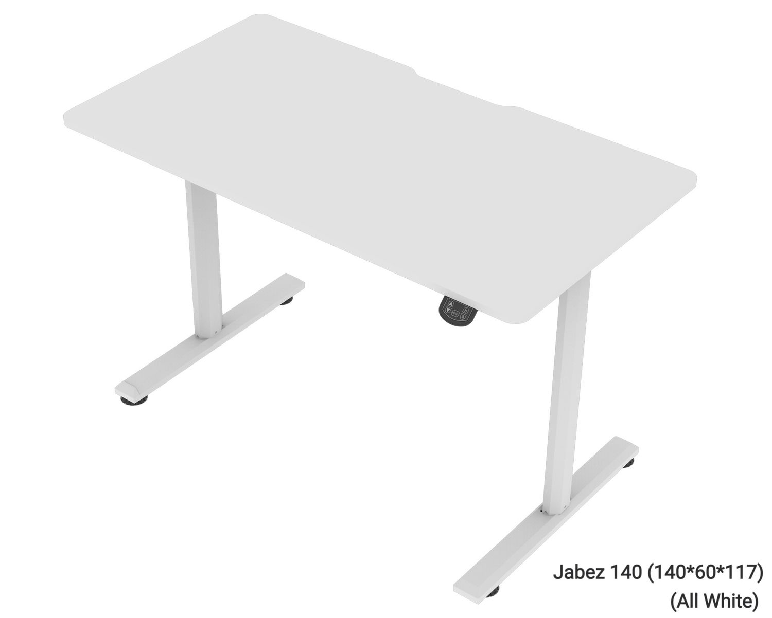 OFX Jabez 140 Gaming Electric Height Adjustable Single Motor Desk (140*60) (Light Brown, Black, White), Table Top: Jabez 140 (140*60*117) (All White)