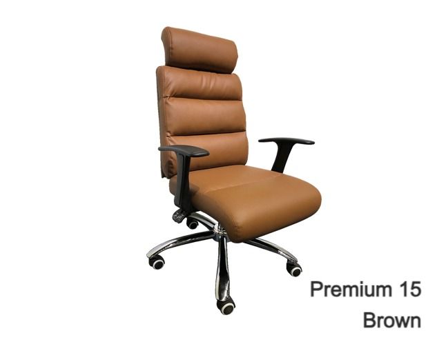 Ofix Premium-15 High Back PU Chair (Brown, Black), Color:: Premium 15-Brown