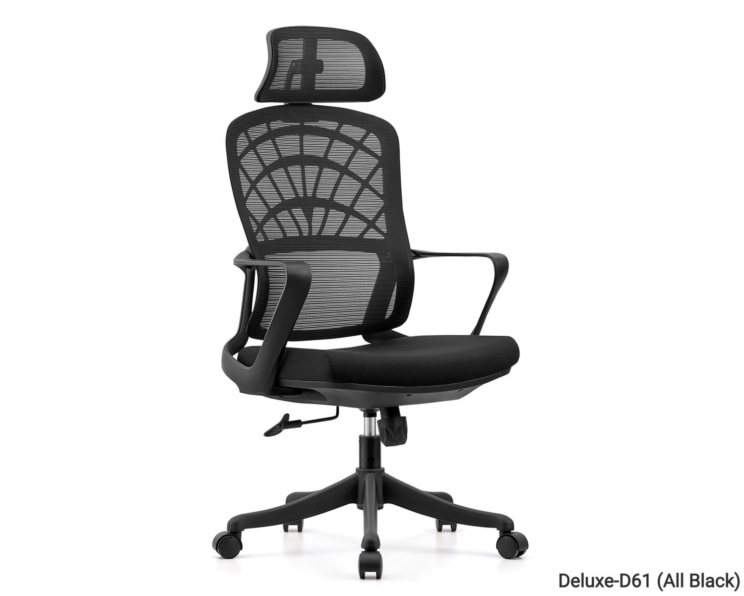 Ofix Deluxe-D61 High Back Mesh Chair (Grey, Black), Model: Deluxe-D61 (Black)