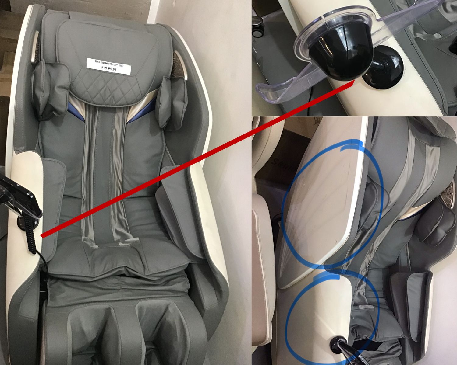 (Sale) Flotti Chandelle Kinetic Massage Chair Large LCD Touch Screen with THAI Stretch Body Scan 4D Massage with Shiatsu Full Body Airbag Massage SL Track Zero Gravity (Scratches &amp; Holder Crack), COLOR: 082525CUB-F Flotti Chandelle Massage Chair (Beige) (SALE)