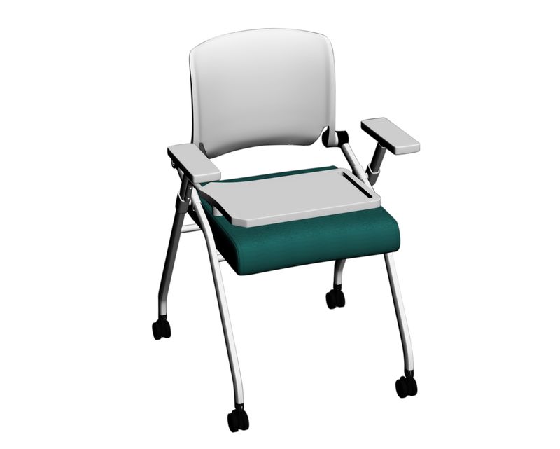 Ofix Deluxe-62 School Chair With Wheels (White+Green)