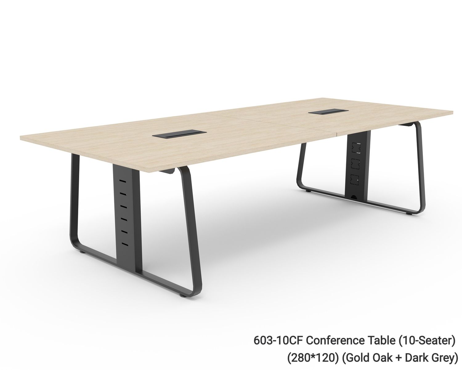 Ofix 10 Seaters / 14 Seaters Conference Table (280*120 / 420*120), Model no.:: 603-10CF Conference Table (10-Seater-280*120) (Gold Oak+Dark Grey)