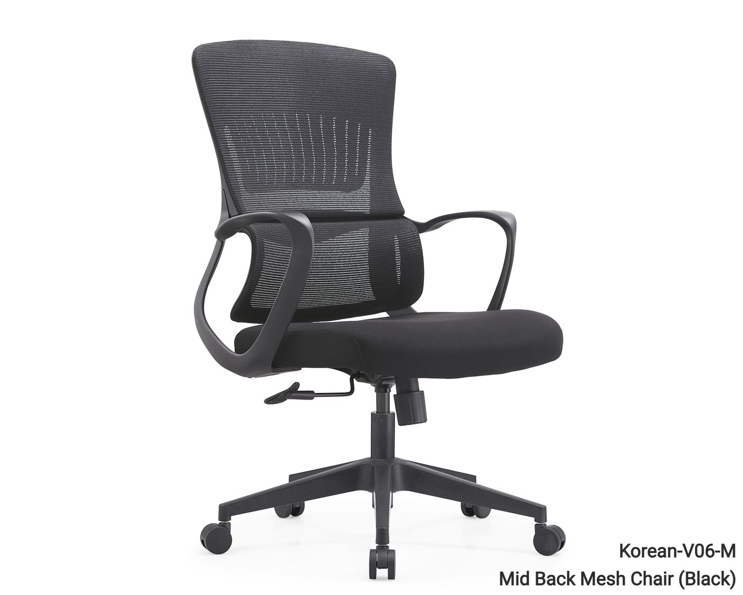 Ofix Korean-V06 Elastic Lumbar Support Molded Foam High Back Mesh Chair (Black, Grey), Model: Korean-V06-M Elastic Lumbar Support Molded Foam MID Back Mesh Chair (Black)