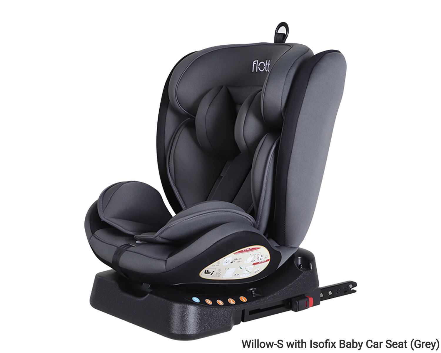 Flotti Willow-S with Isofix, Adjustable, Reclinable Baby Car Seat, 15 months to 12yrs. old (up to 36kgs.) (Grey), Model: Willow-S with Isofix Baby Car Seat (Grey)