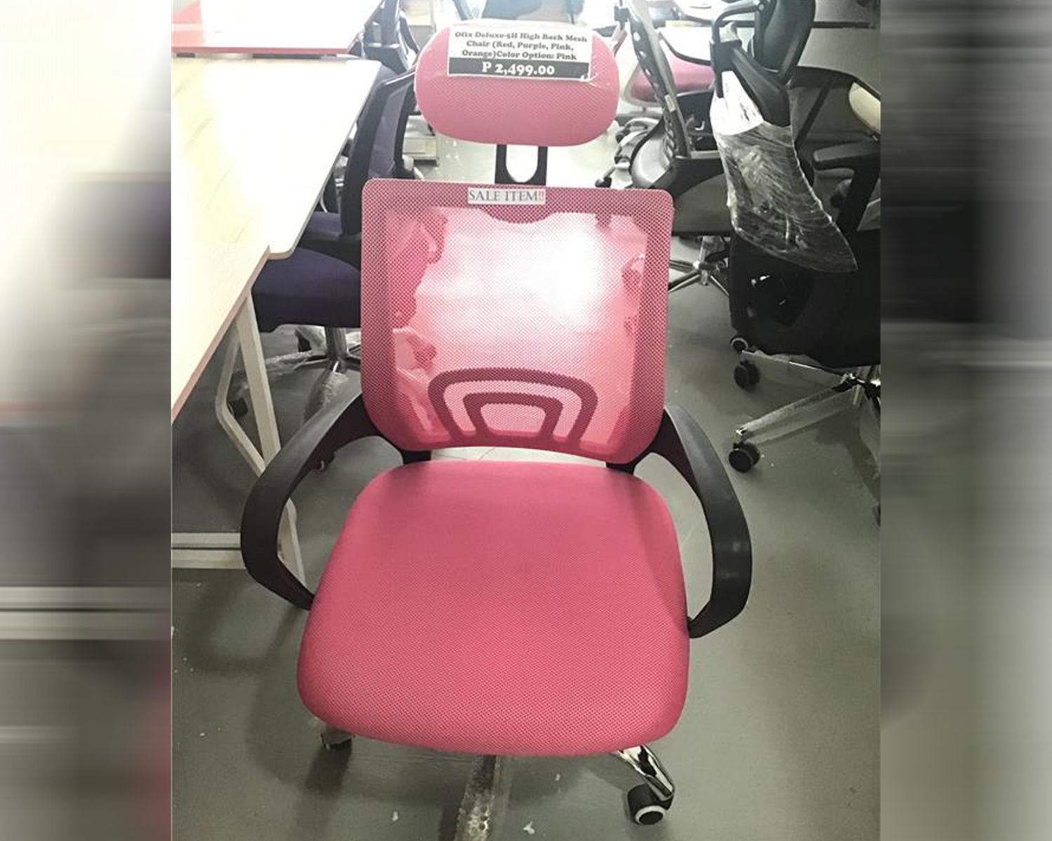 (Sale) Ofix Deluxe-5H High Back Mesh Chair (Pink) (Slight Dirt &amp; Scratches ), Color Option:: 091525CUB-D Deluxe-5H Black frame+Pink Mesh (SALE)