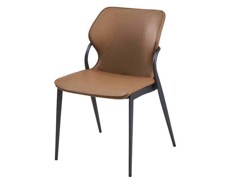 Ofix Dahlia PU Seat Metal Leg Dining Chair (Brown)
