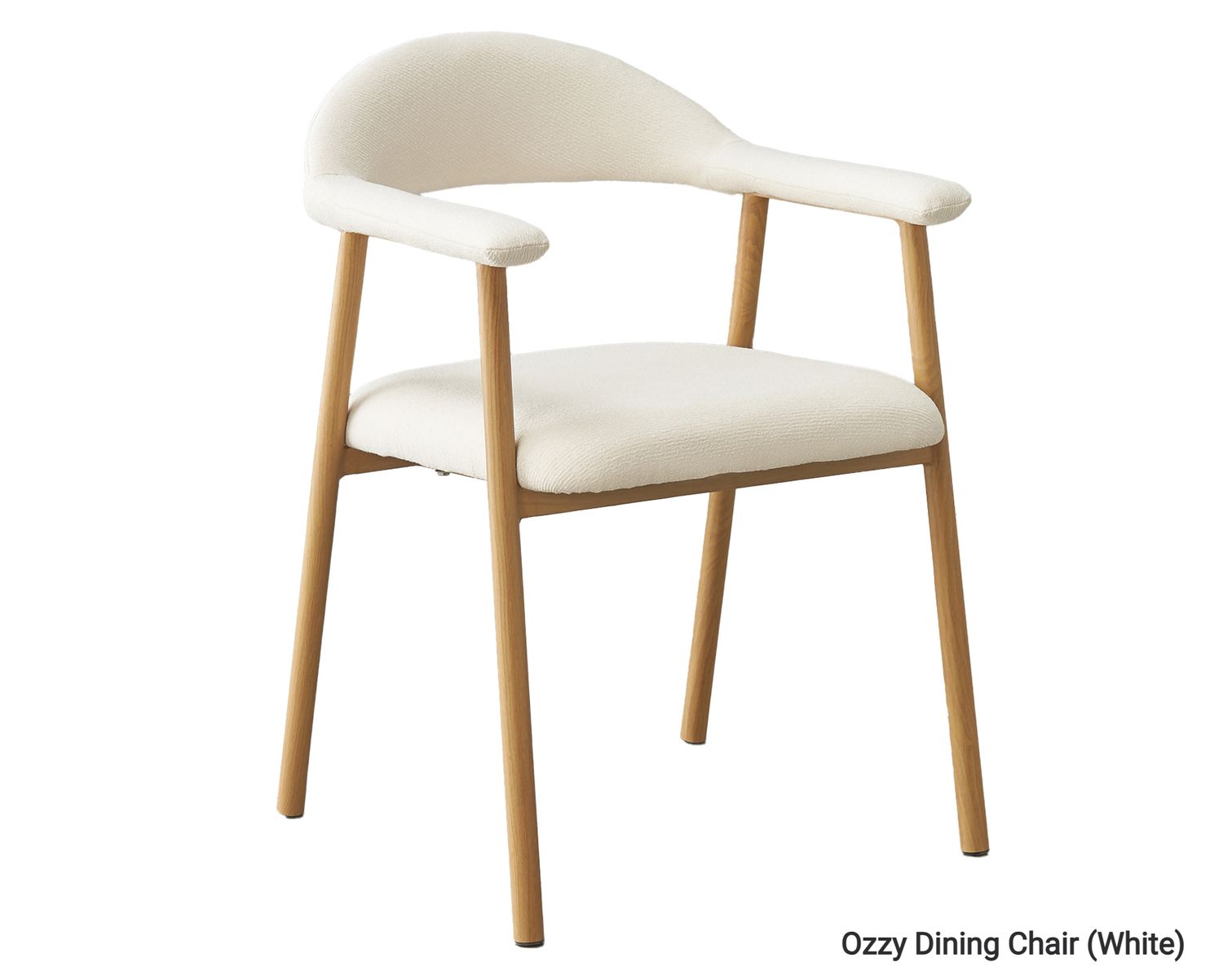 Ofix Ozzy Fabric Seat Metal Leg Dining Chair (Beige, White, Green), Model: Ozzy Dining Chair (White)