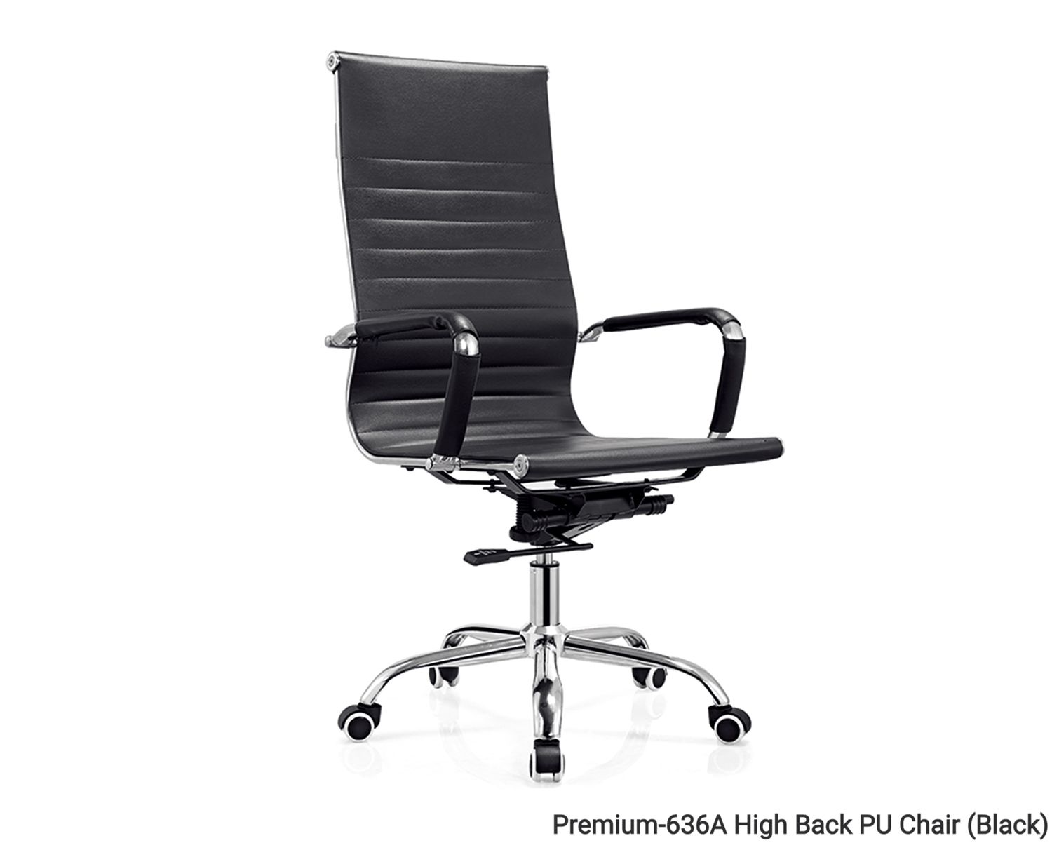 Ofix Premium-636A High Back PU Chair (Black, Brown), Color: Premium-636A High Back PU Chair (Black)