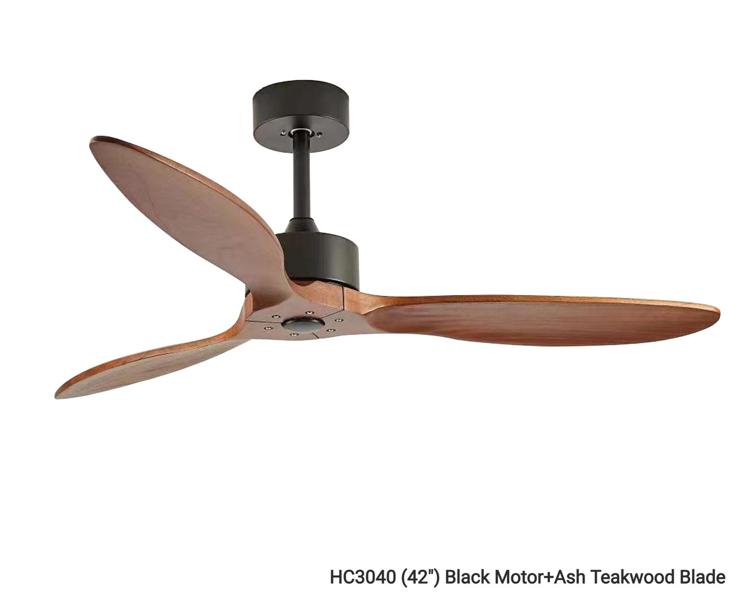 MYKE Ceiling Fan (Teakwood, Ashwood)  (42", 52") (No Lamp) (2 yrs Warranty), Model/ Color: HC3040 (42") Black Motor+Teakwood Blade