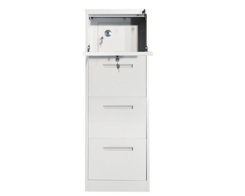 Ofix Vertical 4-Drawer with Safe Vault &amp; Keys Manual-combination keylock Steel Filing Cabinet (White)